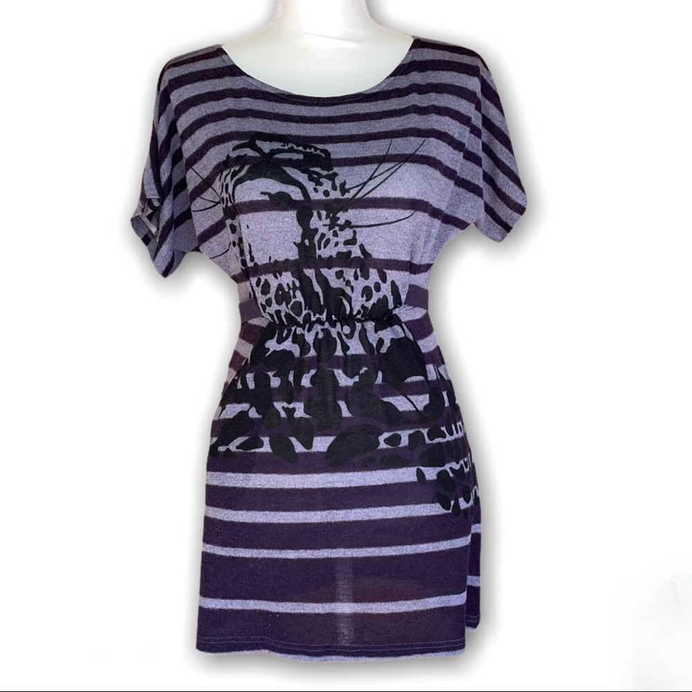 Purple Leopard Beach Swim Cover Up Small - End of Summer Big Cat Cool!